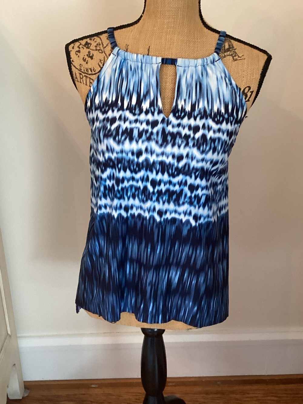 Miraclesuit Blue Tie-Dye Keyhole Halter Swim Camisole